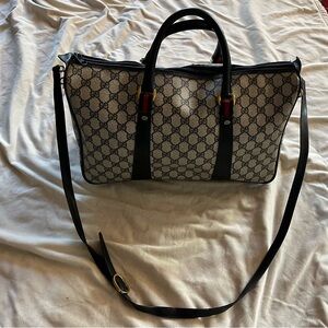 Gucci Authentic Monogram Canvas and Leather Tote Bag